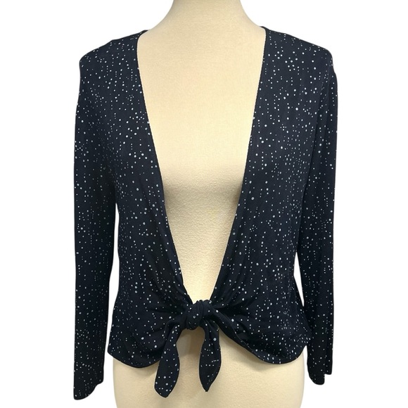 Chico’s Additions 3 Piece Slinky Navy Blue Dot Tank Skirt & Tie Waist Jacket 4/6 - Picture 8 of 16